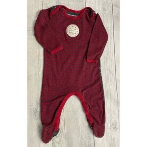 Red Burt’s Bees Stars Baby Boy Footed Sleeper Pajamas (PJs), Size 3-6 months